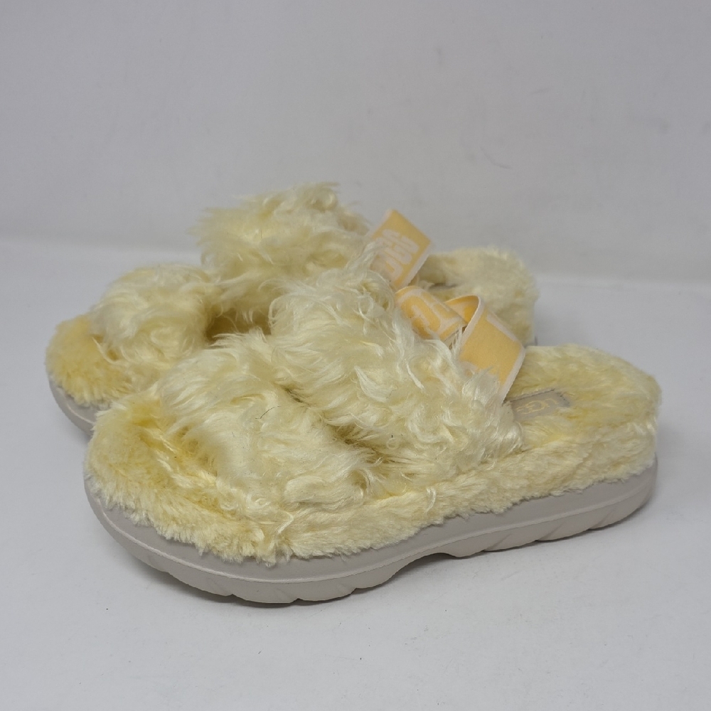 UGG Fluff Sugar Yellow Slide Slingback  Slippers Size 6